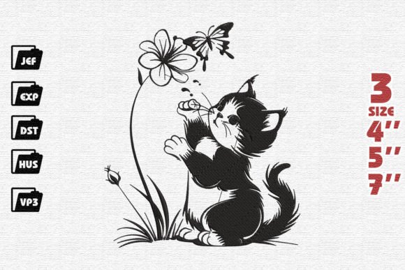 Review: Cute Cat Playing with Butterfly Design